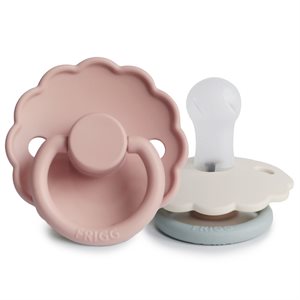 FRIGG Daisy - Round Silicone 2-Pack Pacifiers - Blush/Cotton candy - Size 1